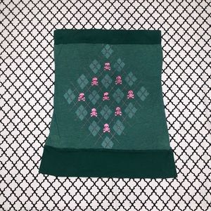 Hot Topic (Threads) Green & Pink Skull Argyle Top